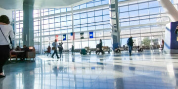 Houston, Texas, USA-January 11, 2019 - Inside oof the terminal at the Houston International Airport.