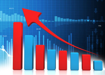 Business graph shows economic growth. 3d illustration
