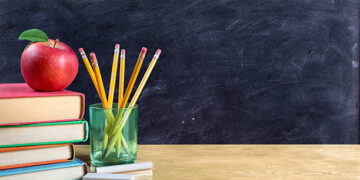 back to school background with empty blackboard
