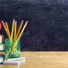 back to school background with empty blackboard