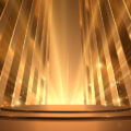 Golden scene with light rays effect in vector